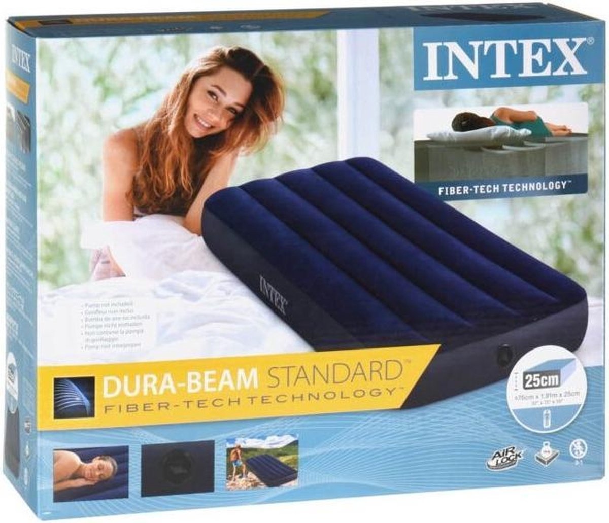 Матрас надувной intex classic downy airbed fiber 1910х760 мм высота 250мм 64756