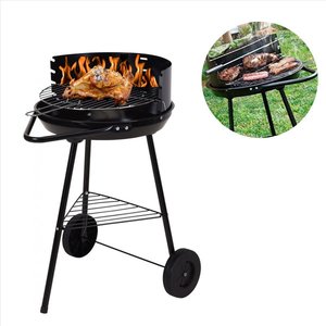 Barbecue - BBQ - Round - Half open - Mobile - 41.5x70x41.5cm - Black Gray