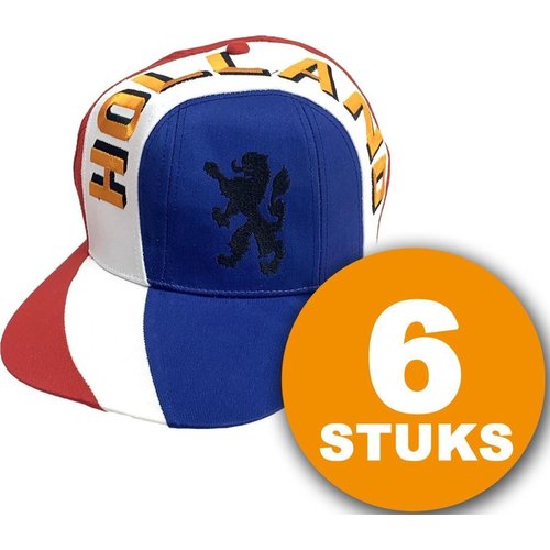 Oranje Feestpet | 6 pieces cap "Holland" | Party clothing WK ​​Voetbal 2022 | Red-white-blue Orange decoration decorative package Dutch national team orange package