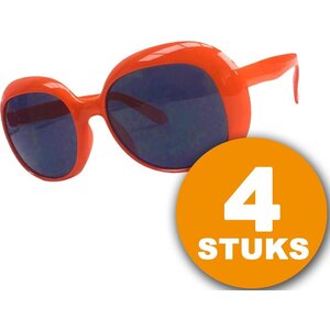 Oranje Feestbril | 4 stuks Oranje Bril Partybril "Julie" | Feestkleding EK/WK Voetbal | Oranje Versiering Versierpakket Nederlands Elftal Oranjepakket