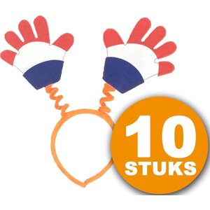 Oranje Diadeem | 10 stuks Oranje Diadeem met Handjes | Feestartikelen Oranje Hoofddeksel | Feestkleding EK/WK Voetbal