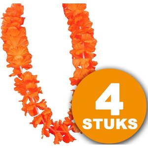 Orange Partykleidung | 4 Stück Orangenkranz Hawaii de Luxe | Orangefarbenes Partyzubehör | Partykleidung WM 2022 | Orange Dekoration Dekorationspaket Niederländische Nationalmannschaft Orange Paket
