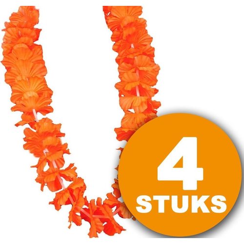 Orange Party Clothing | 4 pieces orange wreath Hawaii de Luxe | Orange Party supplies | Party clothing WK ​​Voetbal 2022 | Orange decoration decorative package Dutch national team orange package