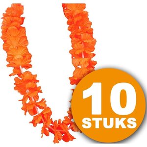 Orange Partykleidung | 10 Stück Orangenkranz Hawaii De-Luxe | Orangefarbenes Partyzubehör | Partykleidung WM 2022 | Orange Dekoration Dekorationspaket Niederländische Nationalmannschaft Orange Paket