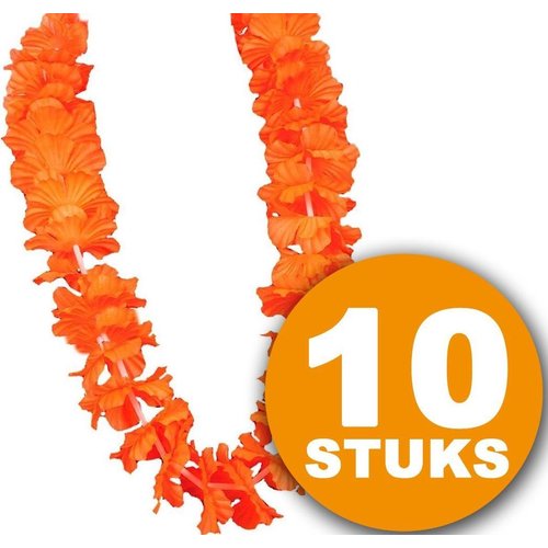 Orange Party Clothing | 10 pieces orange wreath Hawai De-Luxe | Orange Party supplies | Party clothing WK ​​Voetbal 2022 | Orange decoration decorative package Dutch national team orange package