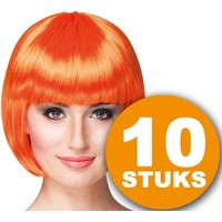 Orange Perücke | 10 Stück Orange Party Perücke "Cabaret" | Partyzubehör Orangefarbener Kopfschmuck | Partykleidung WM 2022 | Orange Dekoration Dekorationspaket Niederländische Nationalmannschaft Orange Paket