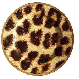 Assiette de décoration avec motif léopard beau - marron / noir - plastique - Ø 33 cm