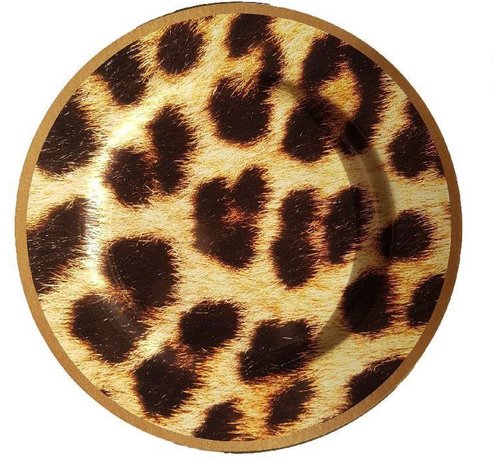 Decoratie bord met luipaard motief BEAU - Bruin / Zwart - Kunststof - Ø 33 cm