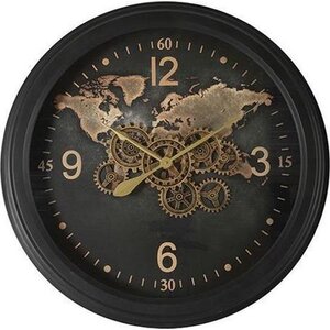 Countryfield Countryfield Wall Clock Carta World Map 62 Cm Steel Black