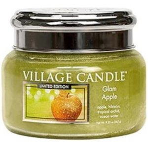 Village Candle Cougie de village parfumée Glam Glam Apple 9,5 cm Cire Green Light Green
