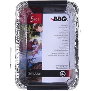 5 plateaux de préparation en aluminium BBQ