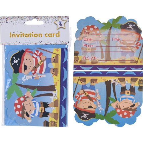 Invitations Pirate Junior Paper Blue 8 pièces