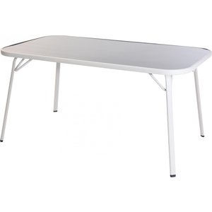 Pro Garden Pro Garden garden table 150 x 90 cm steel/Glass white/gray