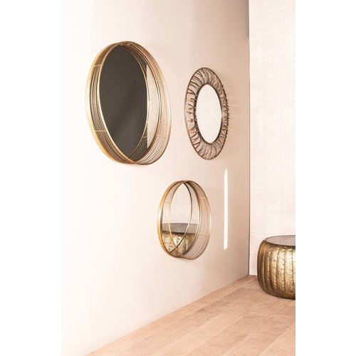 PTMD PTMD Blerina Round Mirror - 60 x 15.5 x 60 cm - Iron - Gold
