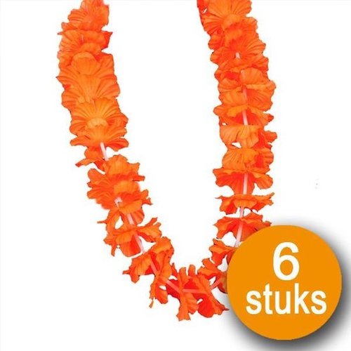 Orangefarbene Dekoration | 6 Stück Orangenkranz Hawaii XL