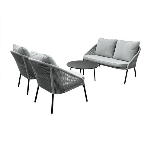 Mondial Living Lounge Set Natal Grey 4-Stück | Aluminium mit Seilgeflecht