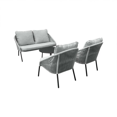 Mondial Living Lounge Set Natal Grey 4-Stück | Aluminium mit Seilgeflecht