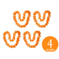 Set aus 4x orangefarbenen Hawaii-Blumenkranzgirlanden