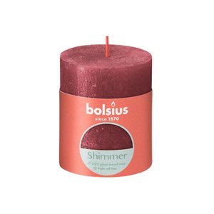 Bolsius Bolsius Stompkaars Shimmer Red - Ø68 mm - Hoogte 8 cm - Rood - 35 Branduren