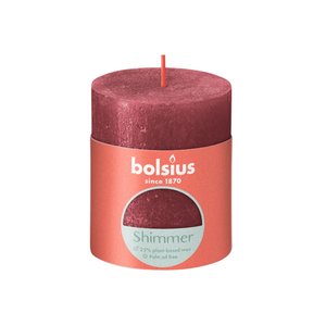 Bolsius Bolsius Stub Candle Shimmer Red - Ø68 mm - Hauteur 8 cm - Rouge - 35 heures de brûlage