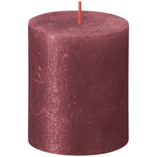 Bolsius Bolsius Stub Candle Shimmer Red - Ø68 mm - Hauteur 8 cm - Rouge - 35 heures de brûlage