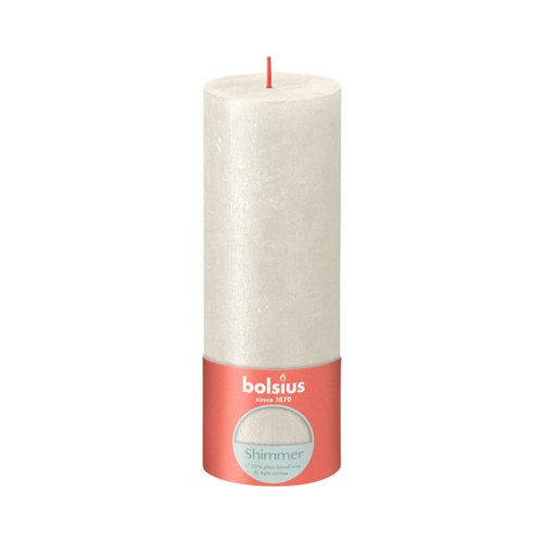 Bolsius Bolsius Stub candle Shimmer Ivory - Ø68 mm - Height 19 cm - Ivory - 85 burning hours
