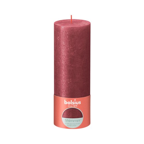 Bolsius Bolsius Stub Candle Shimmer Red - Ø68 mm - Hauteur 19 cm - Rouge - 85 heures de brûlage