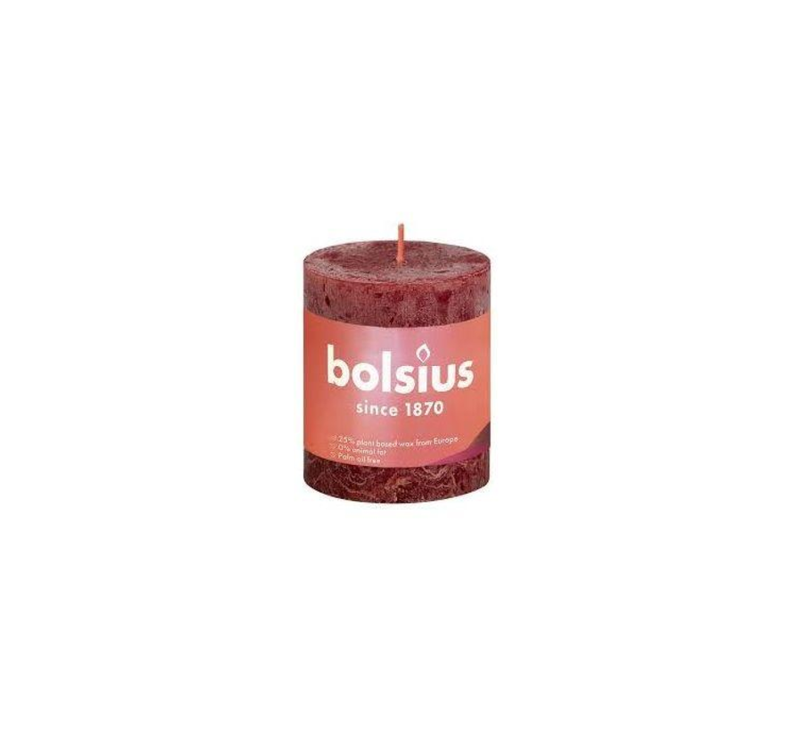 Bolsius Stompkaars Velvet Red Ø68 mm - Hoogte 8 cm - Donkerrood - 35 branduren