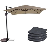 Parasol flottant Balance Taupe 250 x 250 cm - y compris 4 tuiles parapluies