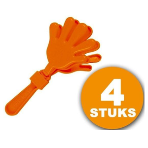 Orange Partyartikel | 4 Stück oranger Handklöppel | Niederländische Fußballnationalmannschaft | Orange Dekoration Dekorationspaket Niederländische Nationalmannschaft Orange Paket