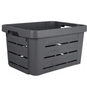 Cesto per frutta e verdura - 25L - 55X39,5X16,5cm - Antracite - Plastica - Struttura in legno