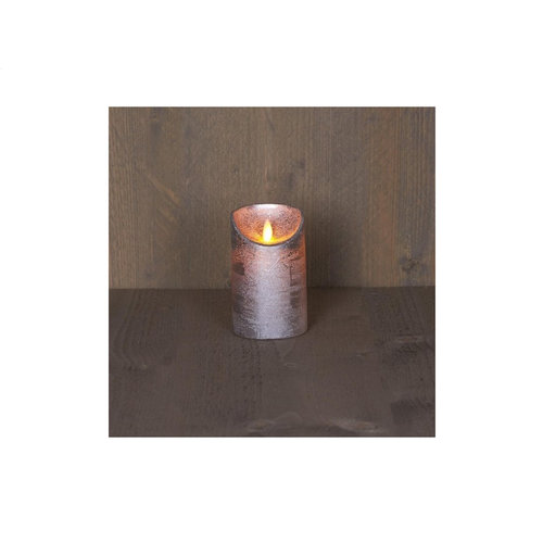 LED candle - Silver - 7.5 x 12.5 cm - On battery