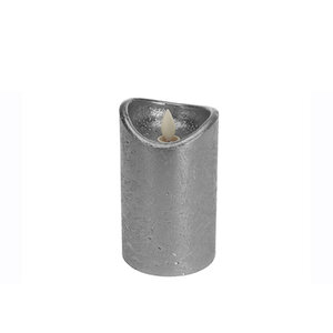 LED candle - Silver - 7.5 x 12.5 cm - On battery