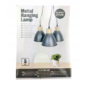 Lampe suspendue - (3 calices) - lampe - lampe suspendue en métal (bois métallique - blanc gris)