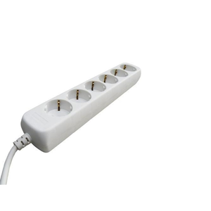White 6-way socket with 5-meter extension cord – 230V