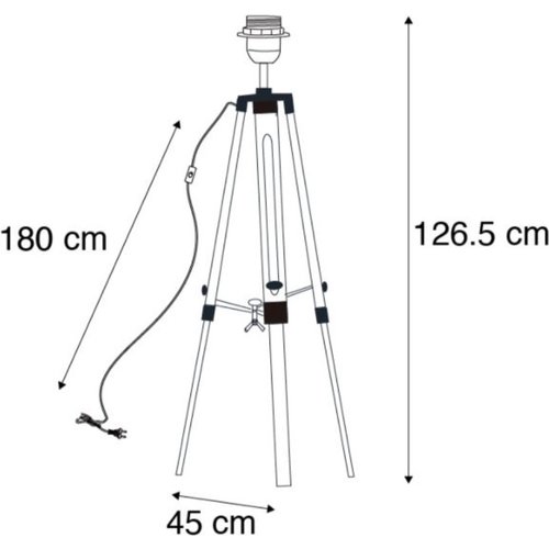 Lampenfuß 3 -LEG Natural - Holz/Metall - einstellbar