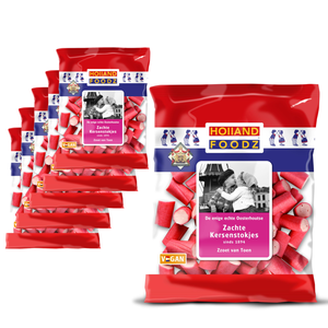 Holland Foodz Voordeelverpakking Snoepgoed - 6 zakken Holland Foodz Kersenstokjes á 135 gram