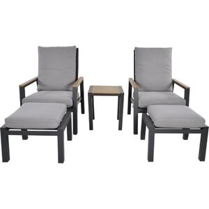 Lesliliving Lounge Chaises de jardin Duoset Coda Anthracite 2 personnes