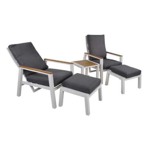 Lesliliving Lounge Tuinstoelen Duoset Coda Wit - 5-delig