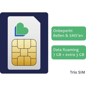 Lycamobile SIM -Karte Holland Bundel S - Unbegrenzte Anrufe und SMS - Datenroaming 7 GB + Extra 3 GB