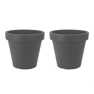 Set von 2 Stück Plastikblütenpot Anthrazit Ø34 cm - doppelt -gewandt - Höhe 30 cm