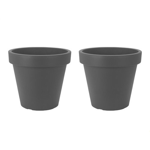 Set von 2 Stück Plastikblütenpot Anthrazit Ø34 cm - doppelt -gewandt - Höhe 30 cm