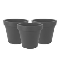 Set von 3 Stück Plastikblütenpot -Anthrazit Ø34 cm - doppelte Walled - Höhe 30 cm