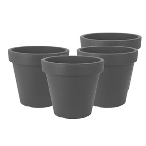 Set van 4 stuks Kunststof Bloempot Antraciet Ø34 cm - Dubbelwandig - Hoogte 30 cm