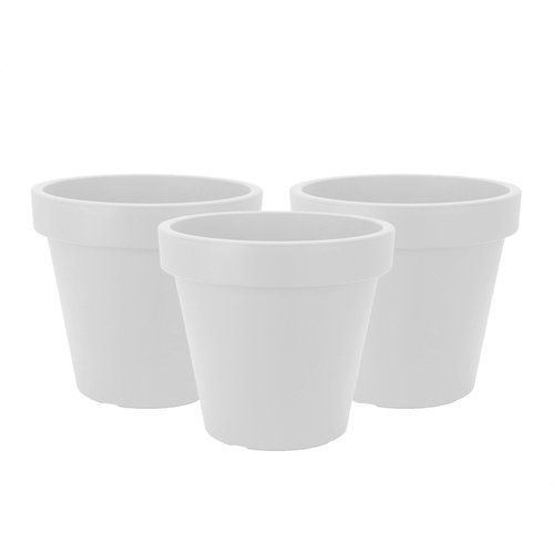 Set of 3 pieces of plastic flowerpot white Ø34 cm - double walled - height 30 cm