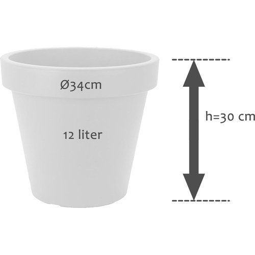 Set of 4 pieces of plastic flowerpot white Ø34 cm - Double -walled - height 30 cm