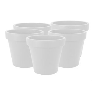 Set of 5 pieces of plastic flowerpot white Ø34 cm - double walled - height 30 cm