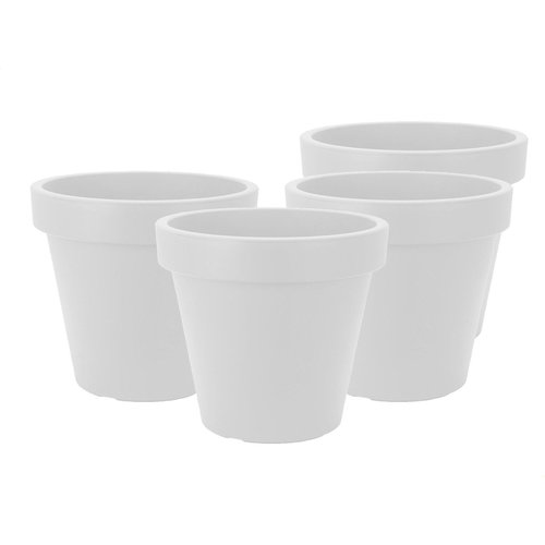 Set of 4 pieces of plastic flowerpot white Ø39 cm - double walled - height 34 cm