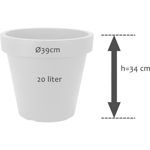 Set of 4 pieces of plastic flowerpot white Ø39 cm - double walled - height 34 cm