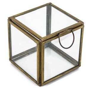 Glass box with lid gold - 8 x 8 x 8 cm